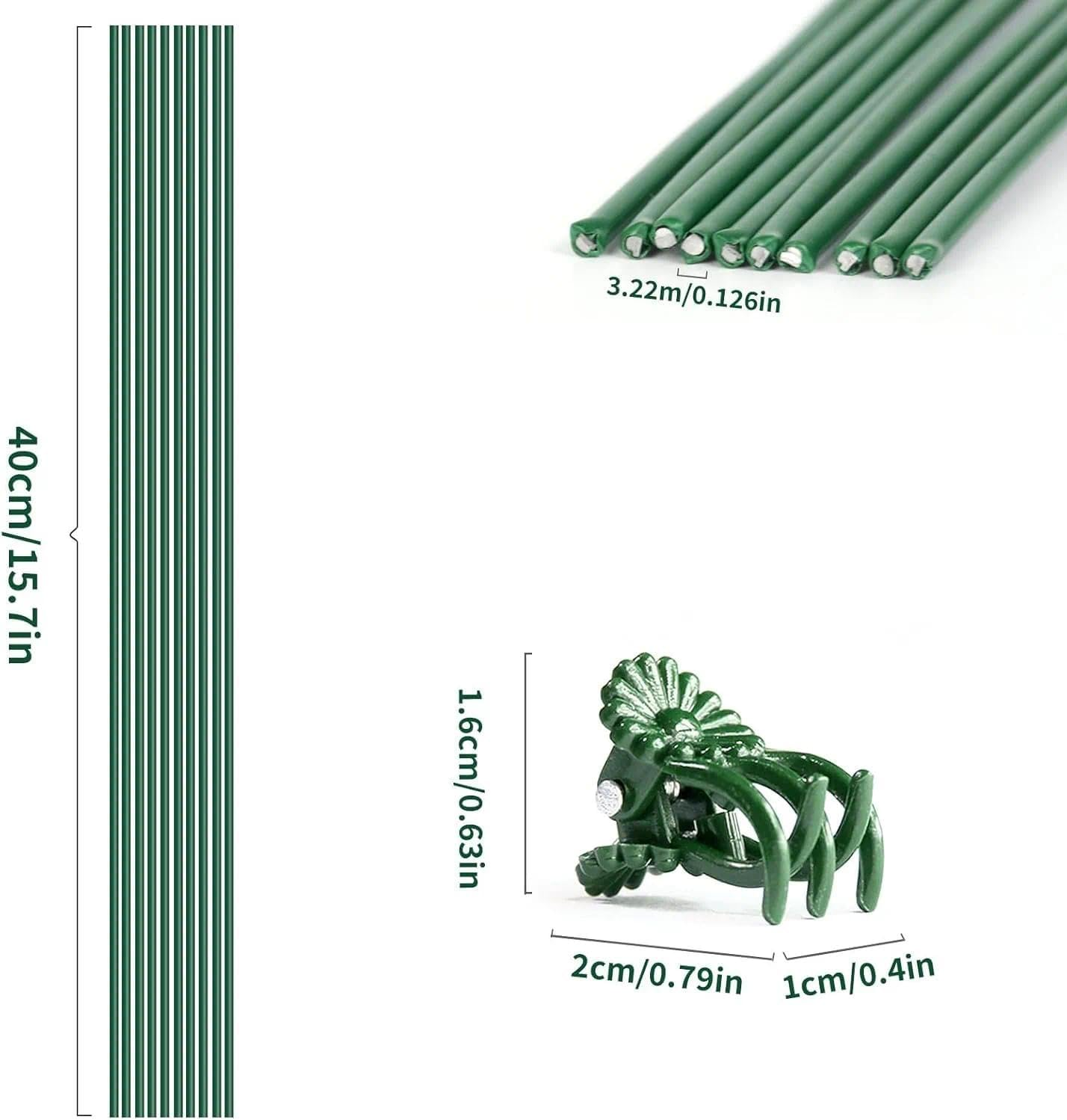 Plant Support Stakes with Clips for Climbing Plants, Bendable Garden Stakes for Indoor Outdoor Pots & Garden Beds, 8Mm Thick Heavy Duty Metal with 20 PCS Plant Ties - Ermaoo image number 2