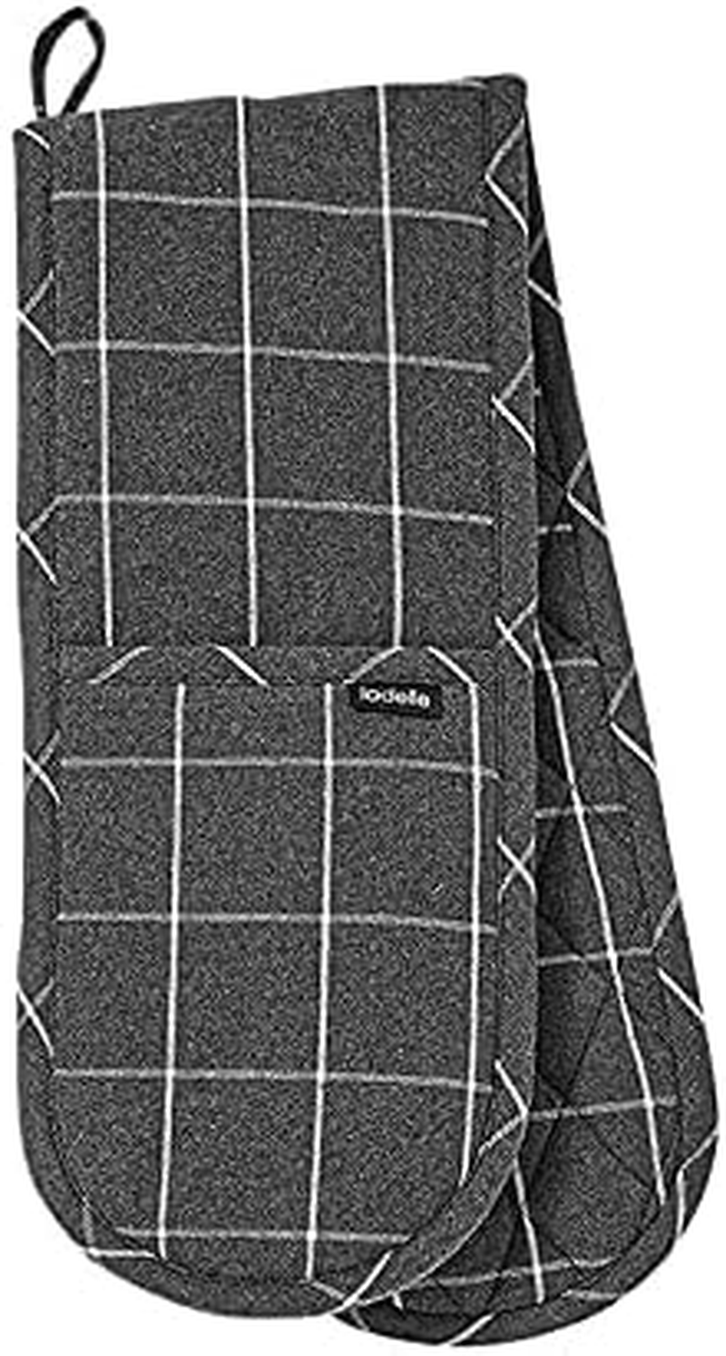 Ladelle Eco Check Double Oven Mitt, Charcoal image number 1