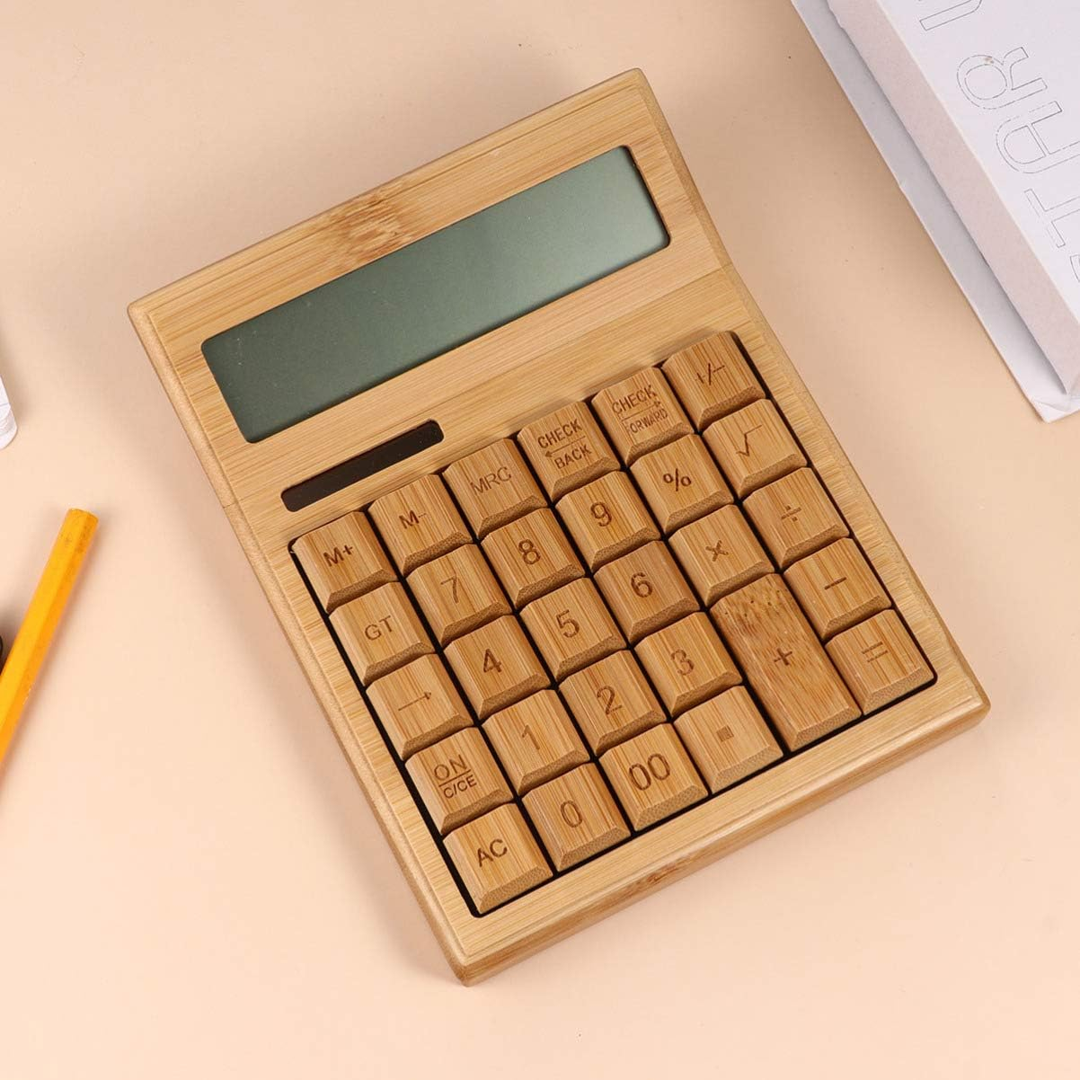 PLAFOPE Solar Bamboo Calculator 29-Key Office Tool Compact Light for and Travel image number 5