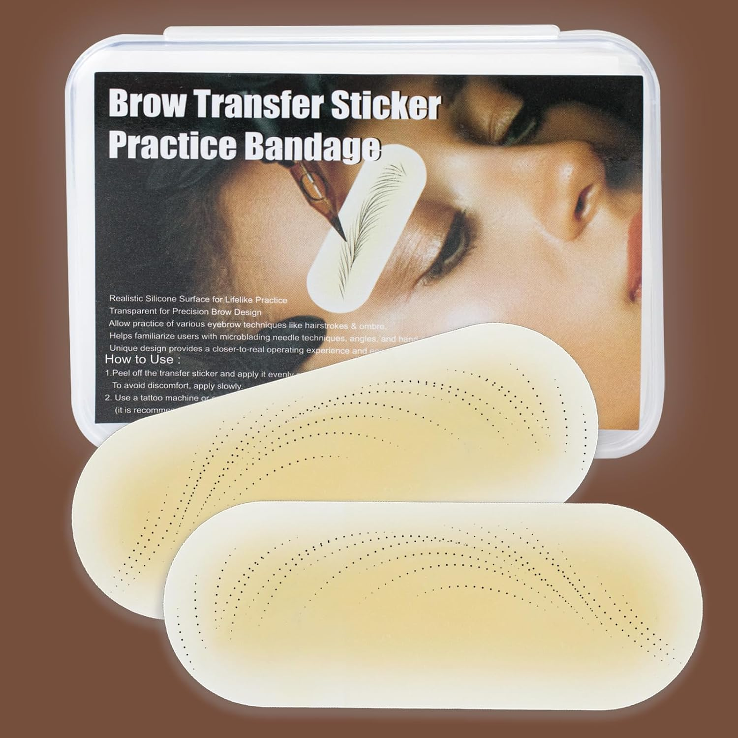 10 Pairs of Eyebrow Transfer Stickers - Realistic Silicone Tattoo Practice Skin with Pre-Drawn Brow Pattern for Microblading & Permanent Makeup Training (Pack of 20 Blank)