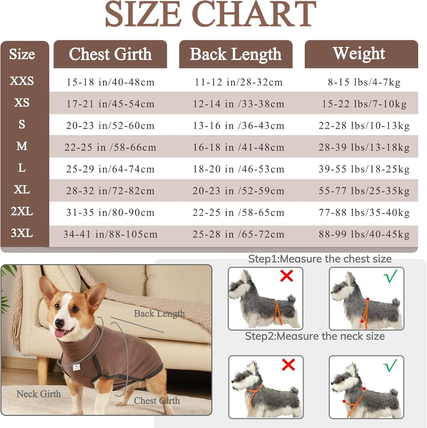 Hjyokuso Dog Jumper Dog Fleece Vest Sweater Stretch Sweatshirt, Warm & Lightweight Pullover Pajama Dog Coat, Autumn Winter Cold Weather Puppy Clothes Jacket for Small Medium Large Dogs (Brown 3XL) image number 6