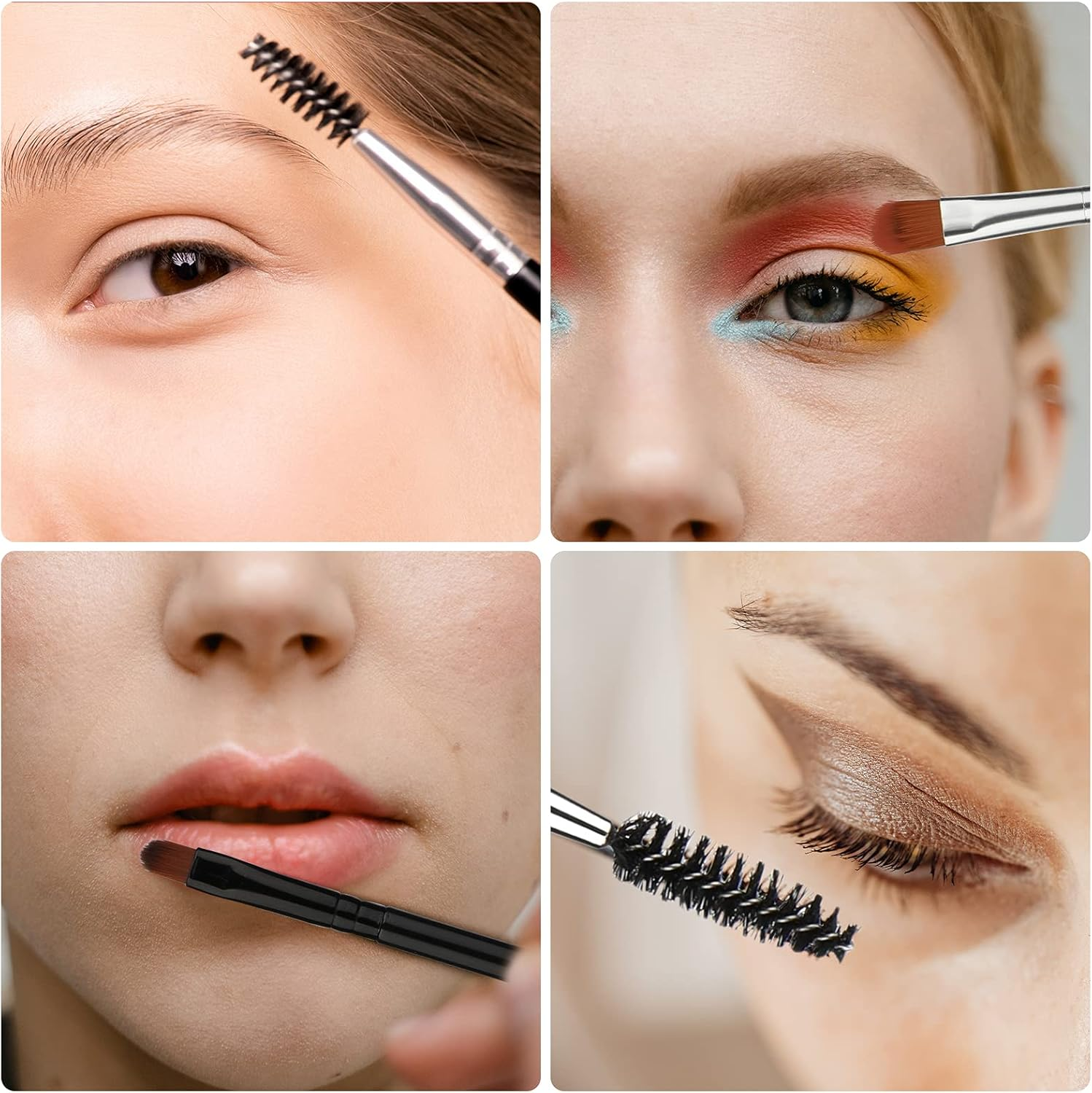 SAVITA 4Pcs Eyebrow Brush Set Including Double-Headed Eyebrow Brush, Lip Brush, Angled Brush, Brow Tinting Brush for Women Cosmetic in Home and Salon, Wax, Gel Brush image number 2