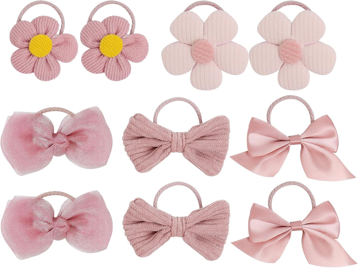 Hair Scrunchies Pink Bow, Pack of 10 Flower Small Hair Bows Hair Bows Girls Cute Bows Flowers Braid Scrunchie Bow Hair Scrunchie Women'S Styling Hair Accessories Girls image number 6