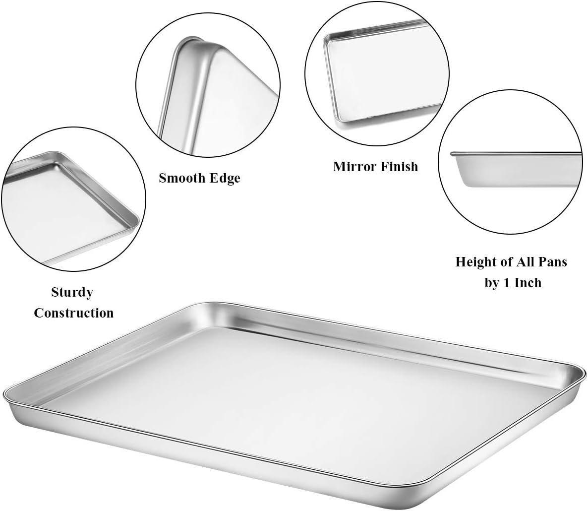 Wildone Baking Sheet with Rack Set [2 Pans + 2 Racks], Stainless Steel Cookie Sheet Baking Pan Tray with Cooling Rack, Size 16 X 12 X 1 Inch, Non Toxic & Heavy Duty & Easy Clean image number 6