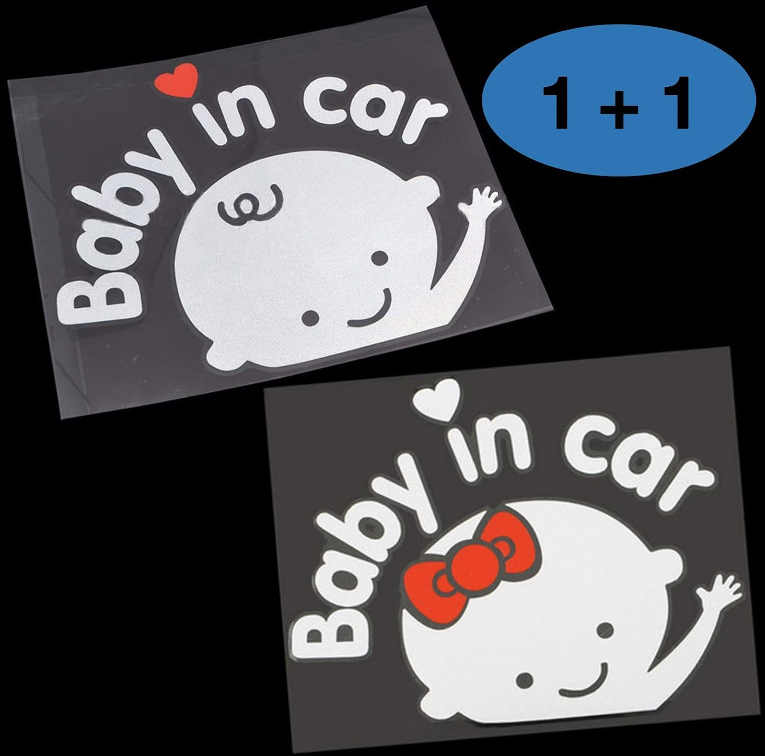 CM Wealth 2Packs - Baby in Car Sticker Decal Baby on Board Sign for Car Safety Sign Cute Baby in Car Waving Sticker (Boy+Girl) image number 4