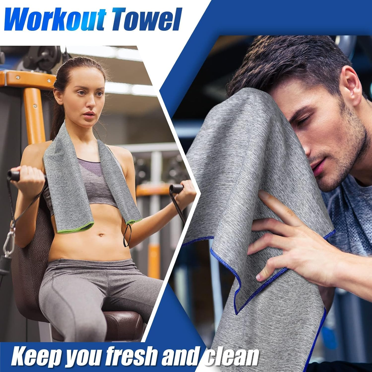Microfiber Gym Towel Quick Dry Men Women Workout Gear for Body Sweat Sports Exercise Fitness Tennis Running Riding Hiking Camping Yoga Jogging Fishing Working Out Towel image number 1