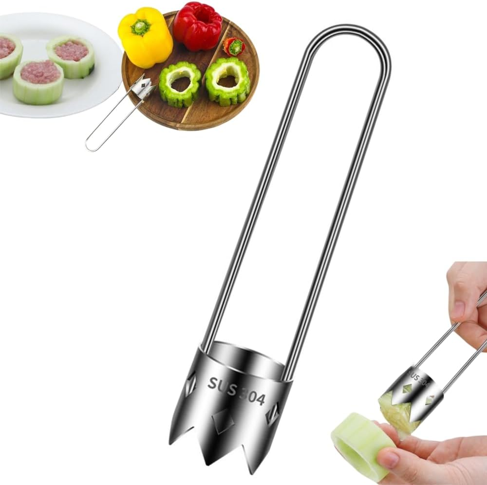 1 Pcs Red Bell Pepper Seed Corer, 2024 Upgraded Stainless Steel Fruit Corer,Red Bell Peppers Cutter,Pepper Seed Remover Tool,Bell Pepper Corer Tool for Vegetables Fruit Corer,Creative Kitchen Gadget image number 5