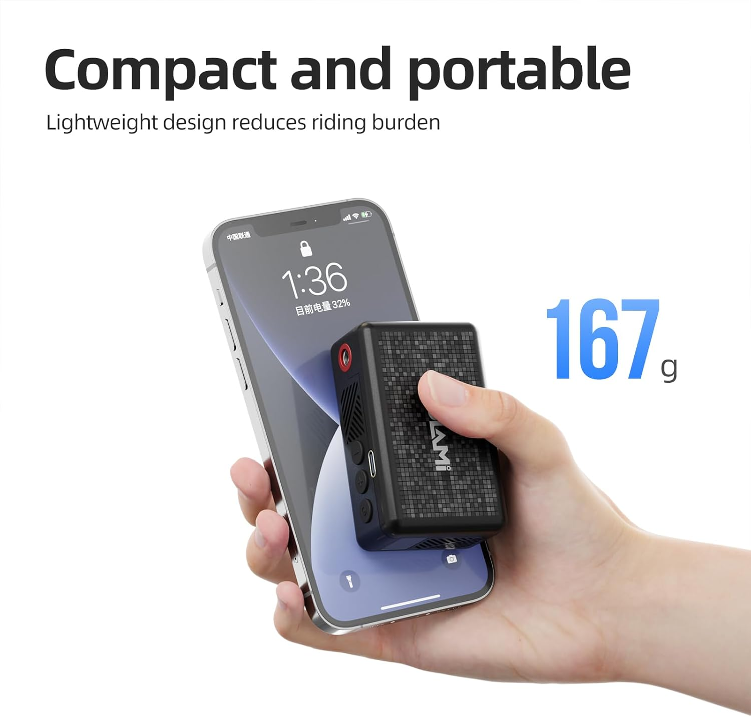 CYCLAMI Mini Electric Bike Pump,130Psi Tiny Electric Bicycle Air Pump, Auto Stop, Presta and Schrader Valve Aluminium for All Bike, Type-C Rechargeable Battery image number 4