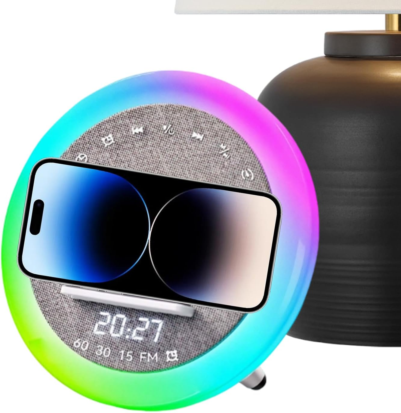 Buhygn Portable Wireless Speaker,Fast Charging with White Noise Night Light - 4-In-1 Cell Phone Wireless Charger Speaker - for Home Office Dorm Apartment Bar Travel Men Women Birthday Christmas image number 2