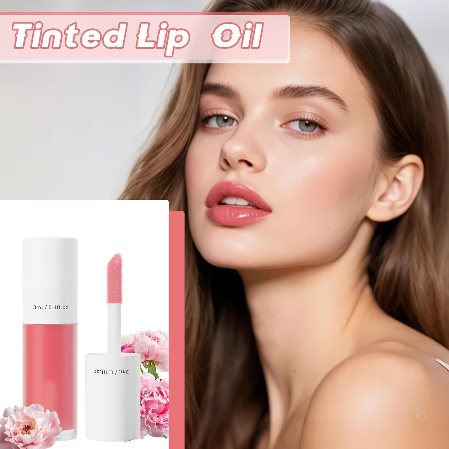 Shiftalter Tinted Lip Glow Oil, Keep Shiny All Day with Waterproof, Smudge-Proof, for Lush Hydrated Lips with a Natural Glow （7 Flavors）,1 Pcs * Coconut Flavor image number 2