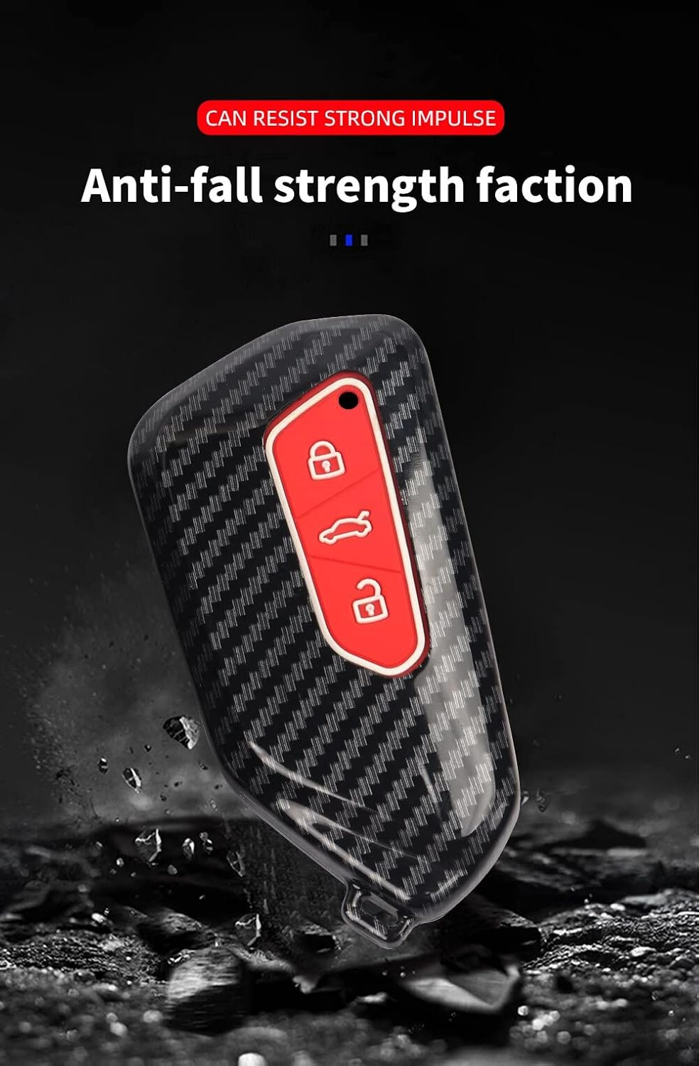 Plastic Car Key Fob Cover Fit for VW ID.3 ID.4 Golf 8 Seat Leon MK4 Tarraco Ateca Skoda Octavia Enyaq 2020-2021 Keyring Accessories Remote Key Case Key Holder Keychain Carbon Black - Carbon Blue image number 7