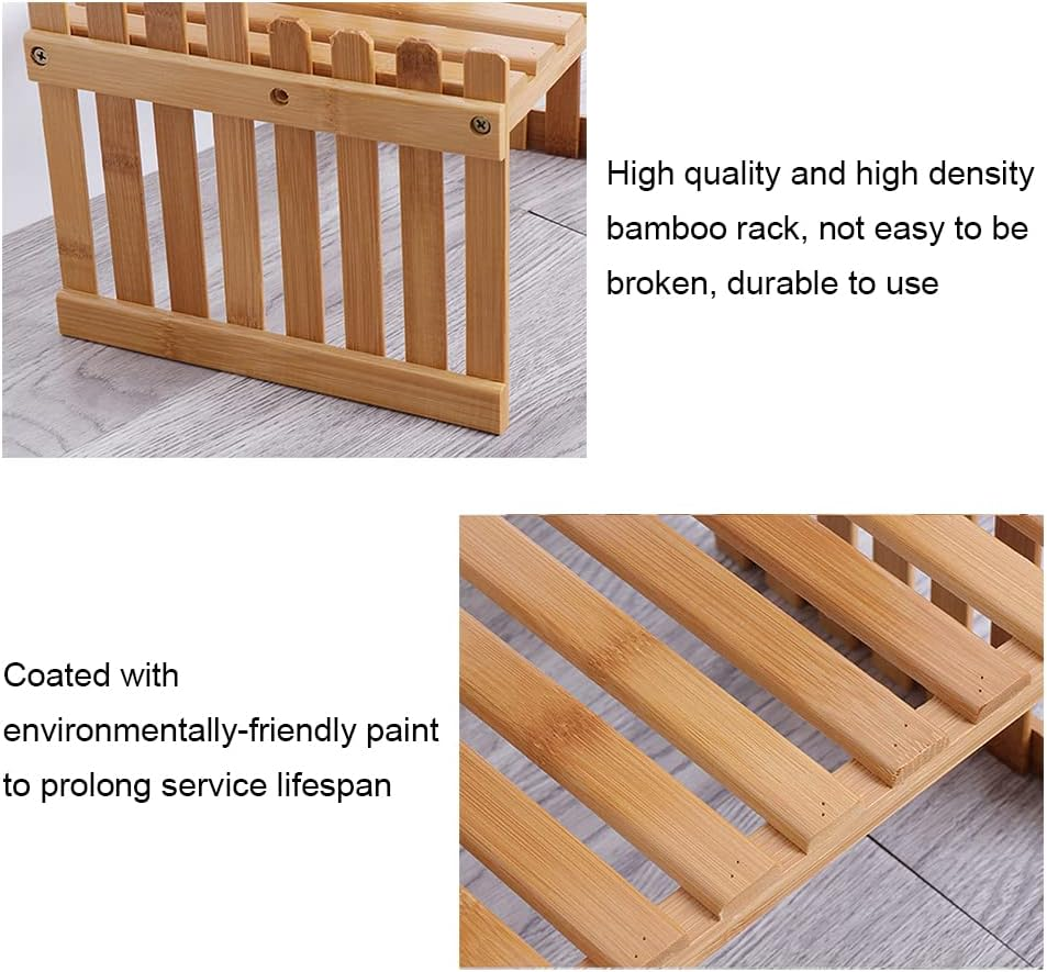 Countertop Bamboo Plant Shelf Bamboo Flower Pot Stand Balcony Flower Rack Cabinet Organizer Multi-Function DIY Desktop Storage Rack for Living Room Bedroom Kids Room 37Cm&2 Layers - 47Cm2 Layers image number 6