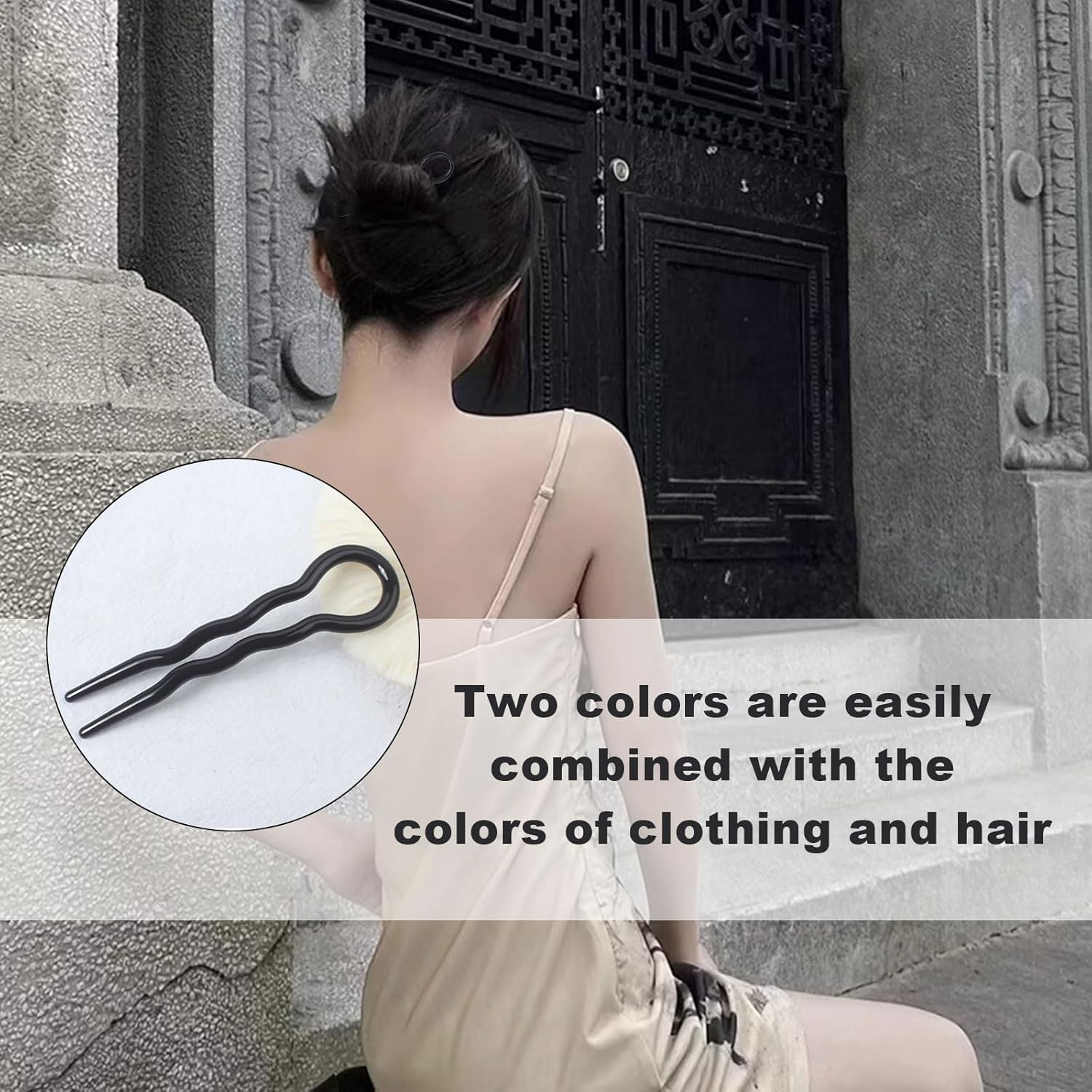 UILYNIU Pack of 30 Women'S Style Handle Hair Pins, U-Shaped Hair Fork, Wave Chignon Hair Pins, Durable Pins, Plastic Hair Pins, Hairstyle Accessories for Fine, Thick, Long Hair (Black, Brown) image number 5