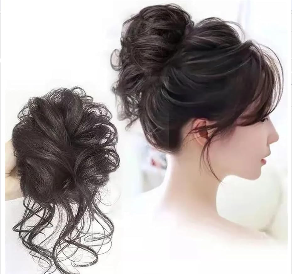 Curly Hair Buns,Synthetic Messy Claw Clip Hairpiece,Hair Cover for Women Accessories (Light Brown) (Light Brown)
