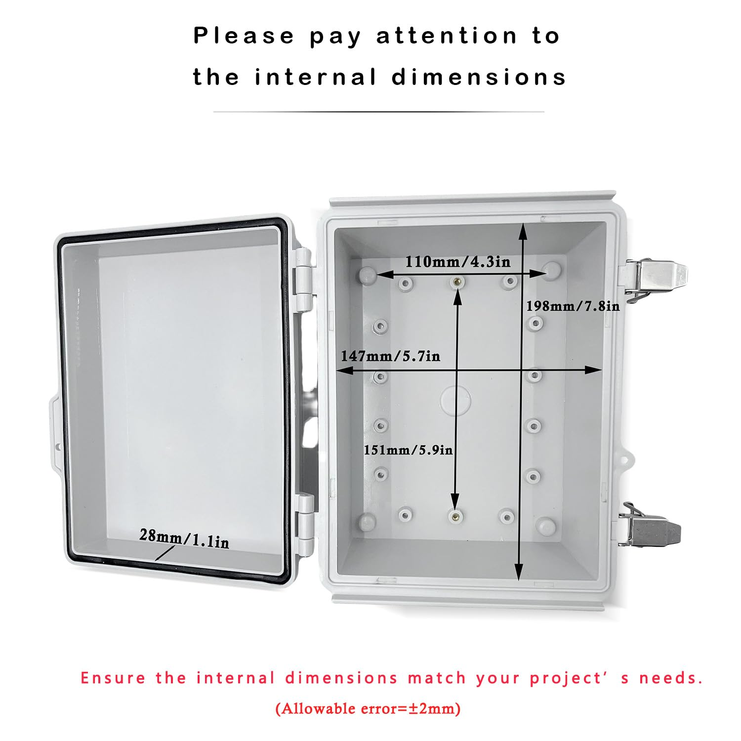 LUXINFODIO Outdoor Electrical Junction Box Waterproof with Excellent Sealing and Durability Compatible with POE and Power Meters for Electrical Projects External Dimensions 170 * 220 * 110Mm image number 5