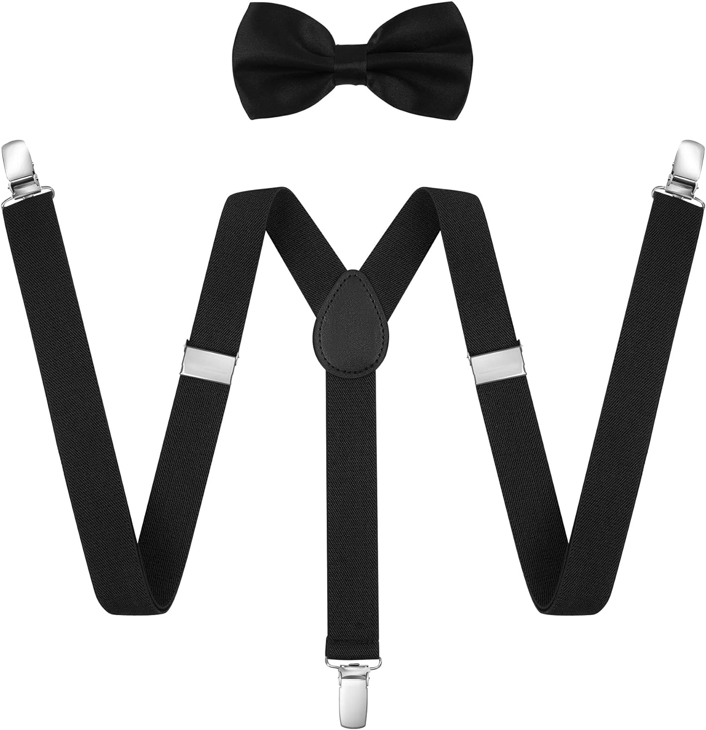 YBVABE Suspenders and Bowtie Set - Adjustable Elastic Y Shape with Strong Clips - Bow Tie and Suspender Set for Men and Women image number 1