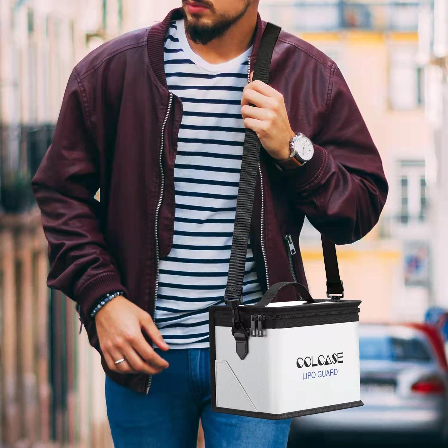 COLCASE Fireproof Explosionproof Lipo Safe Bag for Lipo Battery Storage and Charging, Large Space Highly Sturdy Double Zipper Lipo Battery Guard (198X150X135Mm) image number 4