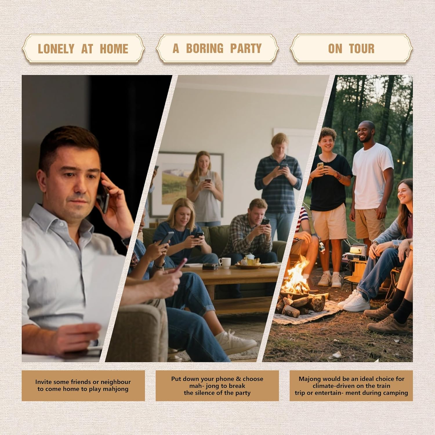 Classic Chinese Mahjong Game Set, 144 Mahjong Tiles and 2 Dice, with a Vintage and Exquisite Wooden Box, Clear Text, Suitable for Family Gatherings and Friends Gatherings image number 5