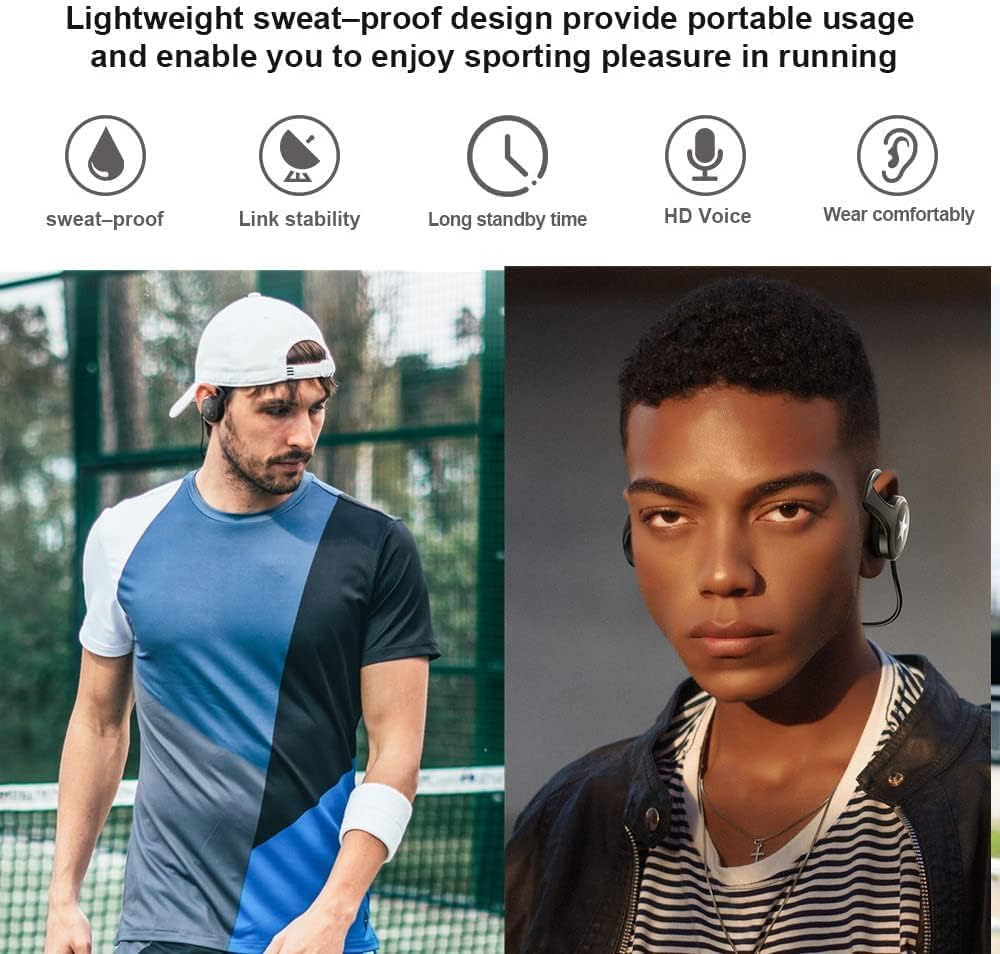 XUJAIOLQP Sports Bluetooth Headphones, Bluetooth 5.0 Over-Ear Headphones, Support TF Card and FM Radio, CVC8.0 Noise Canceling Earset 12 Hours Playtime for Running, Bicycling, Gym