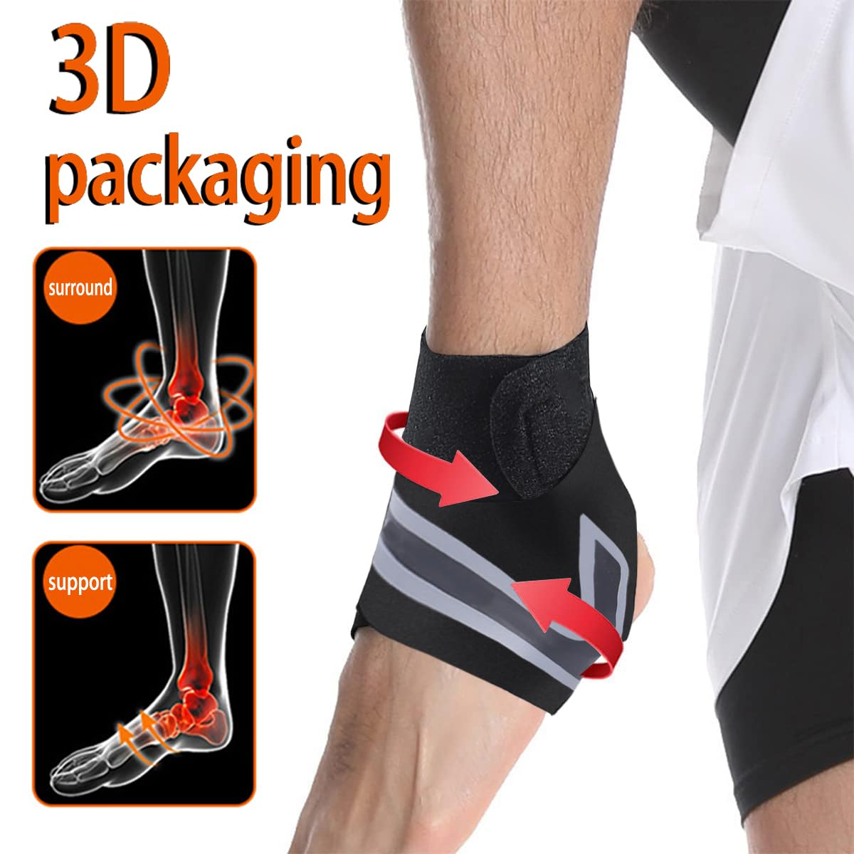 Ankle Support Brace， Open-Heel Ankle Brace with Adjustable Straps for Sports Protect, Plantar Fasciitis, Achilles Tendonitis, Ligament Damage, Injury Recovery，Male and Female, Distinguish Left and Right (Right, L) image number 6