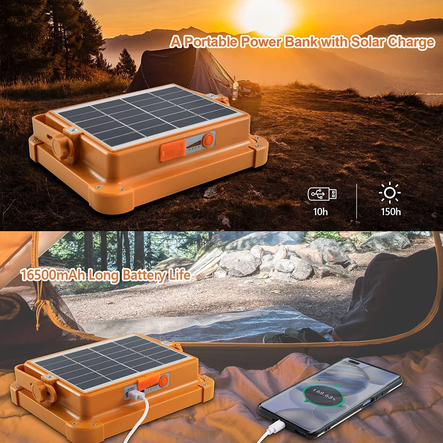 Portable Led Work Solar Light IP66 with Stepless Brightness Job Site Battery image number 1