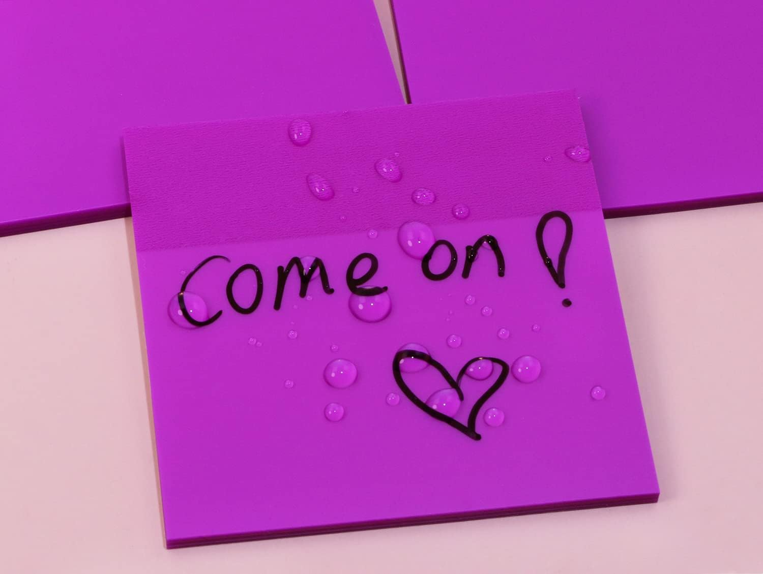 ONLYKXY 4 Pack Transparent Sticky Notes 7.6X7.6Cm Self-Stick Book Tabs 200 Sheets Waterproof PET Markers Sticky Notes Pad (Purple) image number 5