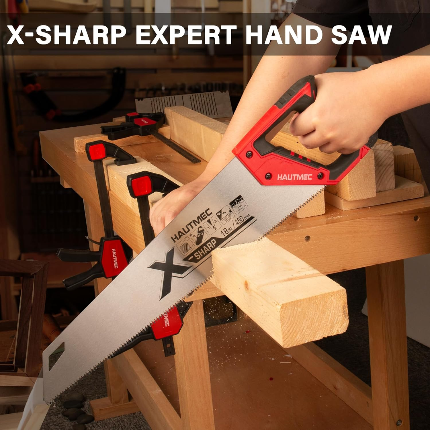 HAUTMEC X-Sharp 18 In. Universal Hand Saw - 7 TPI Universal Cuts Wood Saw - Professional Universal Saws for Wood, Laminate and Plastic - Ripcut and Crosscut Saw, HT0151 image number 3