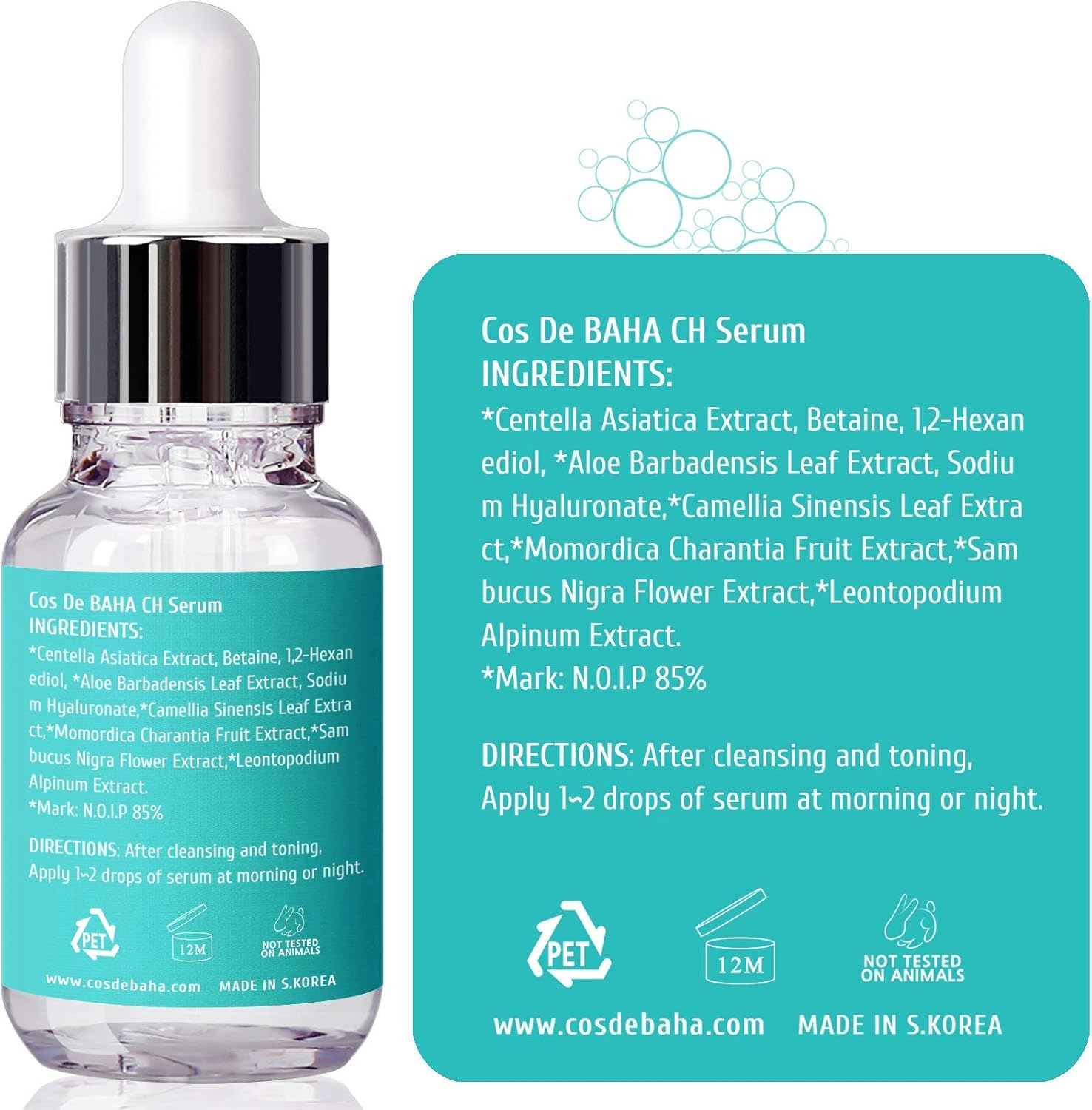 Centella Asiatica Soothing Calming Serum for Face/Neck - Lightweight Hydrate Boost Smooth, Daily Face Moisturizer, Silicone-Free, Fragrance-Free, 1 Fl Oz