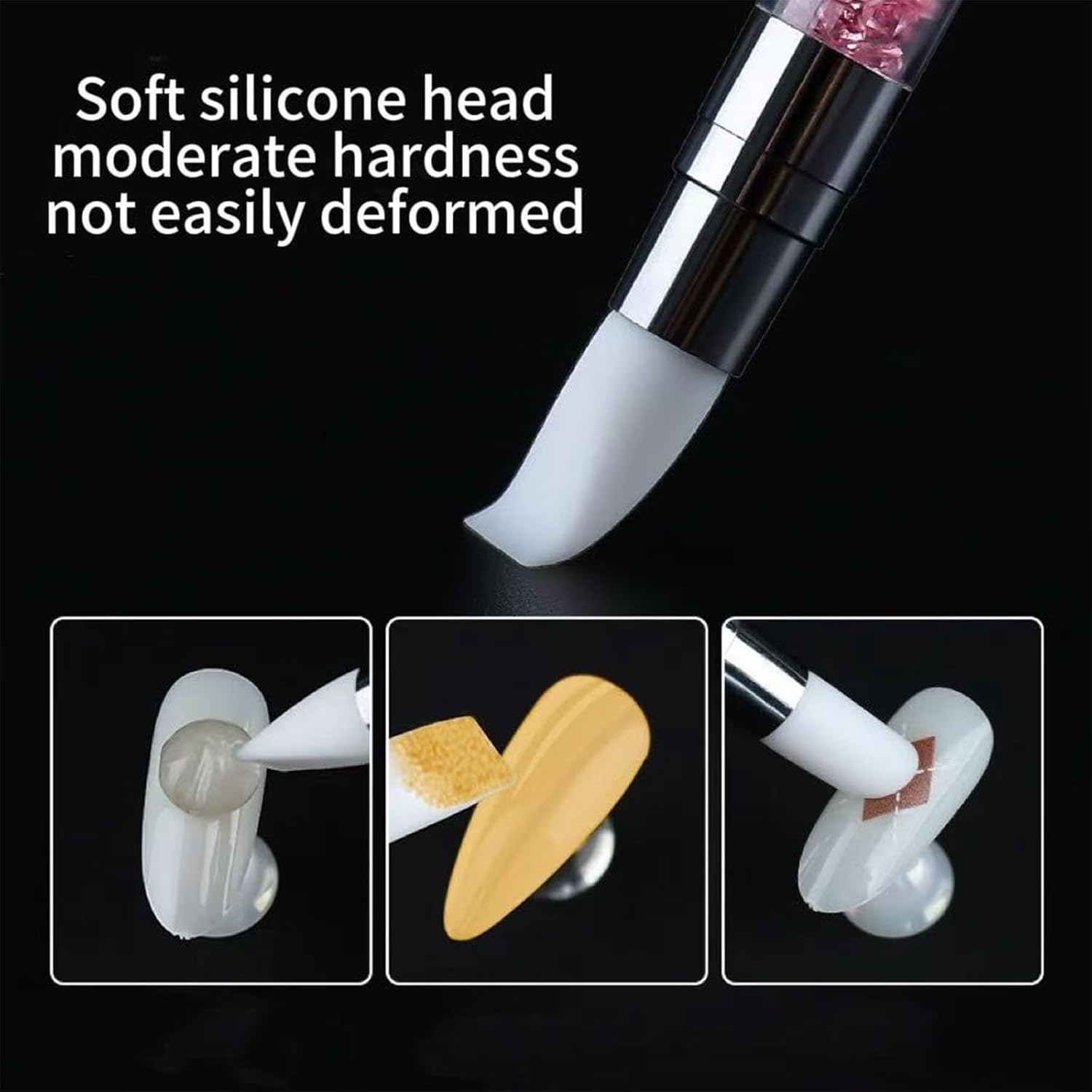 Dinghaole 7PCS Double Headed Silicone Nail Art Sculpture Pen Set -7-Color Professional Nail DIY Carving Tool for Rhinestones, Polishing Carving, and Details.