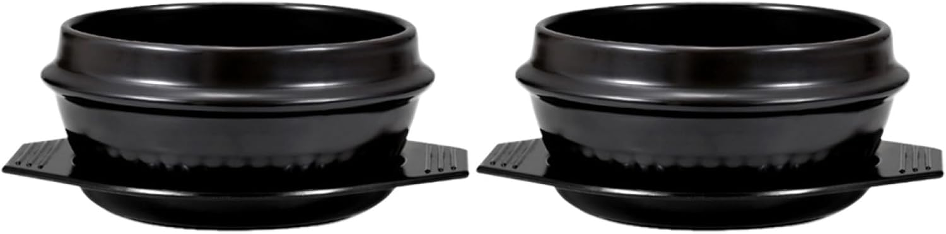 Angoily Ceramic Kitchen Bowls, 2 Pcs Black Bibimbap Bowls Ideal for Korean Stews and Serving Earthenware Cookware 23Cm image number 1