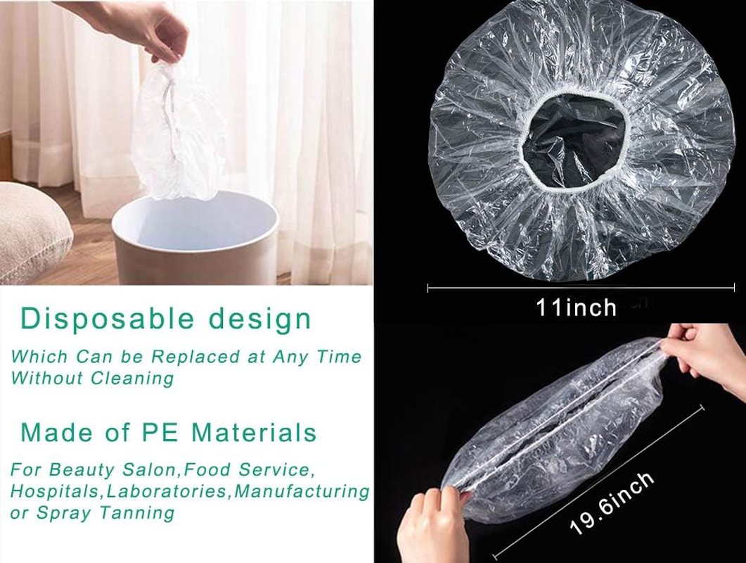 100+10 Disposable Clear Mop Mob Caps Clipped Hair Head Cover Shower Cap Plastic for Beauty Salon,Food Service,Hospitals,Laboratories,Manufacturing or Spray Tanning image number 5