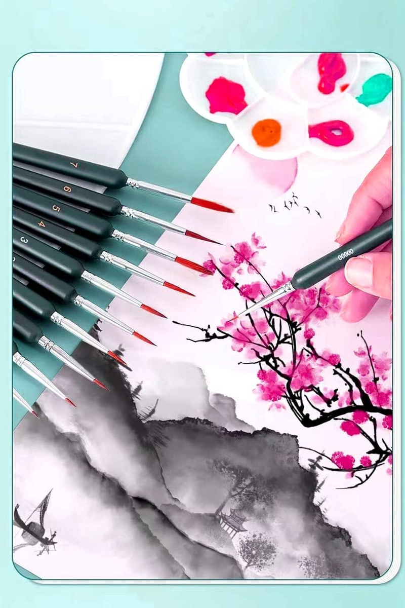 LORJE Miniature Paint Brushes, 11 Pcs Detail Brush Set for Acrylic, Oil, Watercolor, Art, Face Painting, Detailing, Model Craft (Black) image number 3