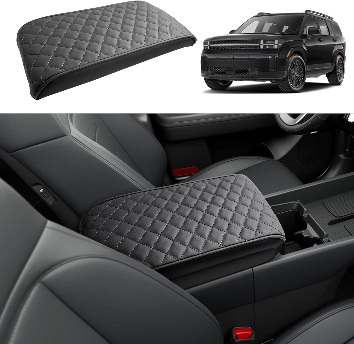 CDEFG Compatible with 2024 2025 Hyundai Santa Fe Center Console Cover Compatible with 2024 Hyundai Santa Fe MX5 Accessories Armrest Cover 2025 Santa Fe Middle Console Pad Santa Fe 2024 Seat Box Cover