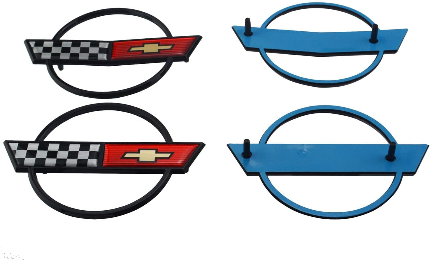 Pair Set C4 Corvette Gas Fuel Lid Emblem Cross Flag Front Nose and Rear Badge Nameplate Sticker Replacement for 1984-1990 Corvette image number 3