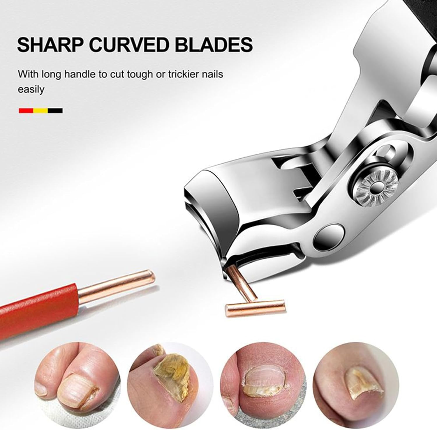 Moreeulsi Toe Nail Clippers | Ergonomic Elbow Design Toenail Clippers,Trimmer Angled Stainless Steel Scissors for Women Men Kids Adult Travel Seniors Precision Cutting Home image number 5