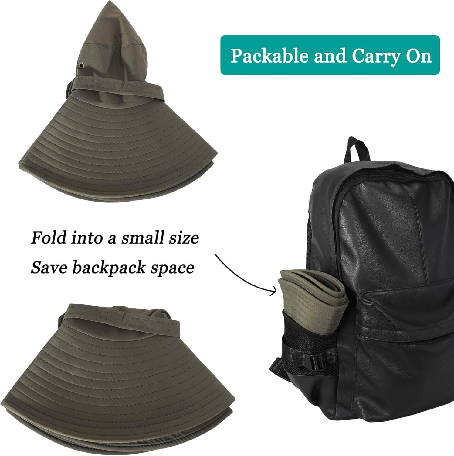 ZLYC Outdoor Extra Wide Brim Sun Hat for Men and Women Waterproof Bucket Boonie Hat - Plain Dark Blue image number 7