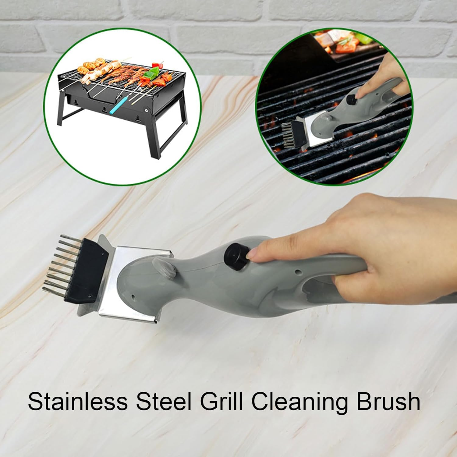 Grill Brush BBQ Cleaner Brush, Barbecue Brush for Outdoor Grill, Barbeque Grill Steam Brush, BBQ Aid Grill Brush and Scraper for Barbecue, Stainless Steel Barbecue Brush