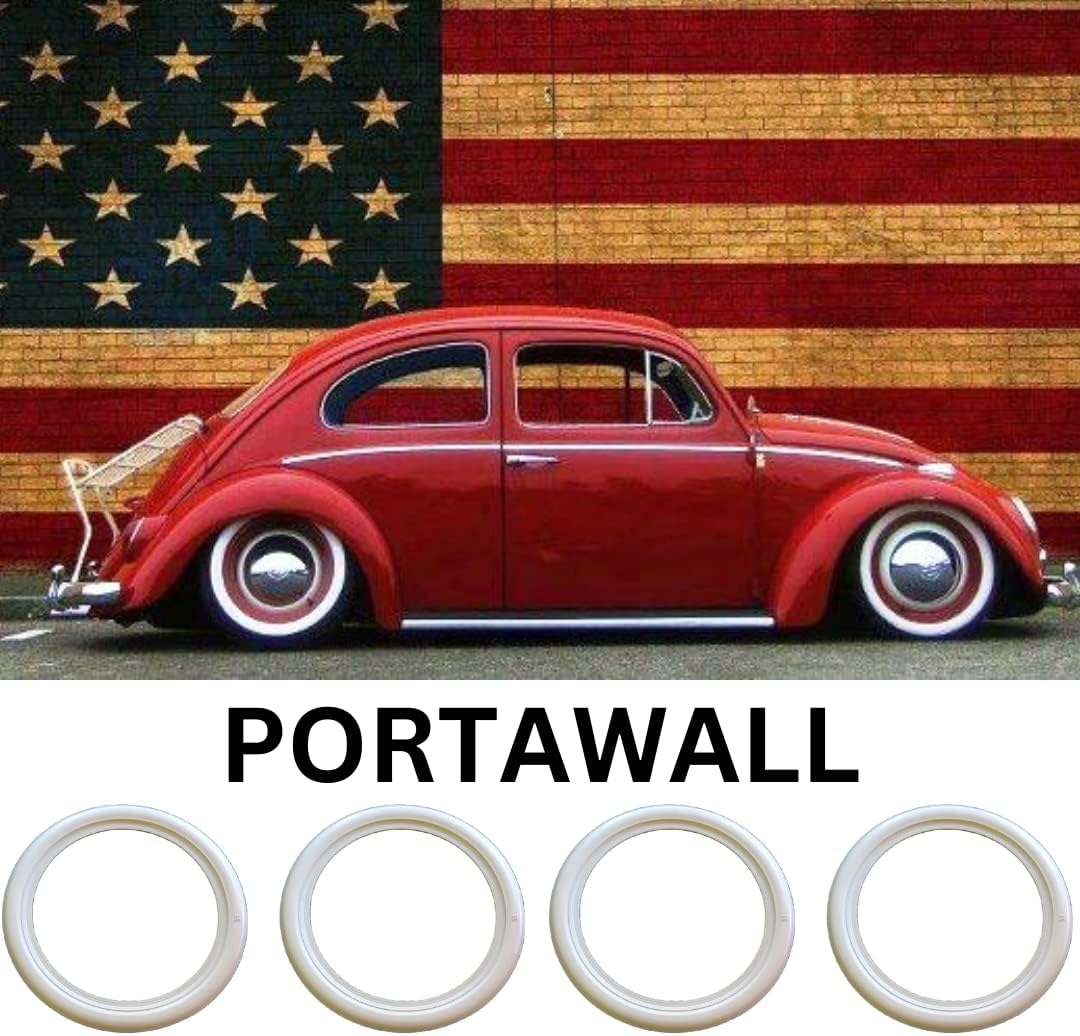 15 INCH Wheel X 2" Side White Wall TIRE Trims PORT a WALL Set 4PCS Very Popular image number 2