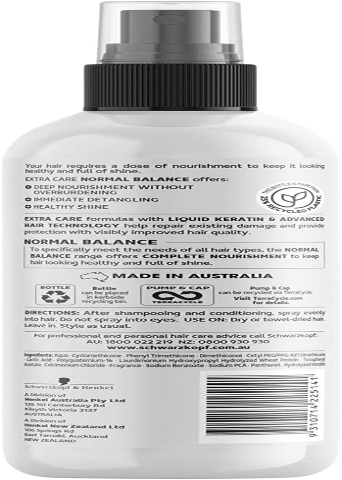 Schwarzkopf Extra Care Normal Balance Nourishing Express Repair Conditioner,Detangling Hair Spray ,250Ml image number 4