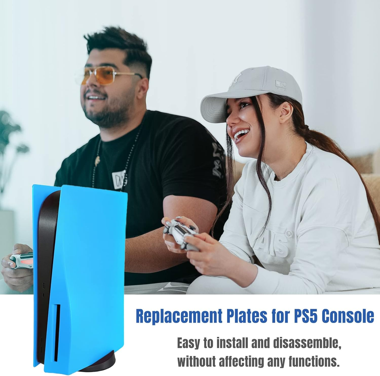 Disc Edition Face Plates Cover Skins Shell Panels for PS5 Console, Accessories for Playstation 5 Protective Replacement Faceplates Dustproof Anti-Scratch (Starlight Blue) image number 1