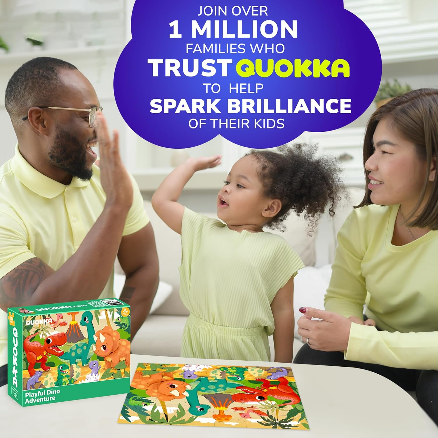 QUOKKA 30 Pcs Solo Assortment Puzzles for Kids Ages 3-6 | Toy for Learning Dinosaurs for 3-6 Year Old | Jigsaw Dino Game Boy and Girl - Africa image number 4