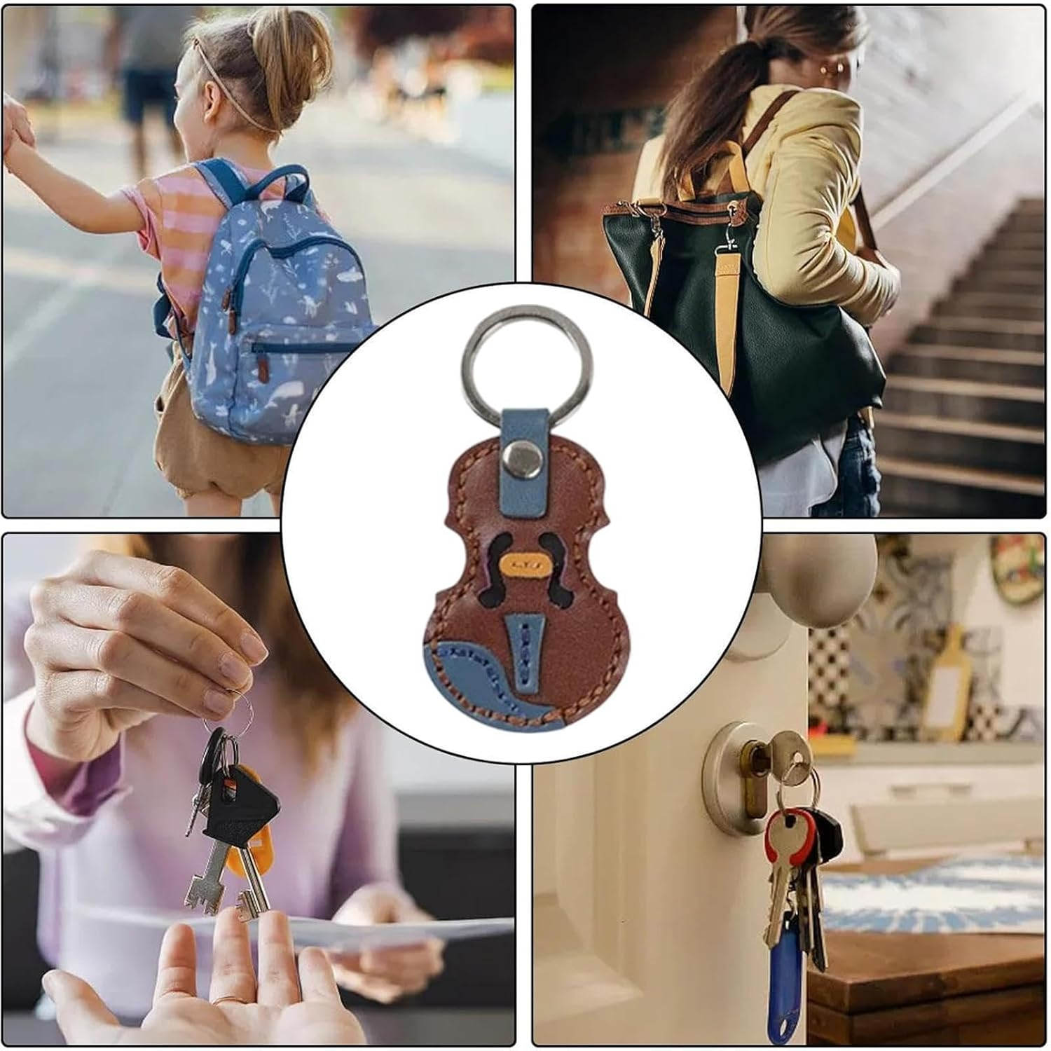 G&eacute;n&eacute;rique Wallet Charm, Key Organizer, Personalized Keychain, Multipurpose Violin Keychain Making Kit, Vintage Leather Keychain, Stylish Bag Accessories, Decorative Pendant for Wallet
