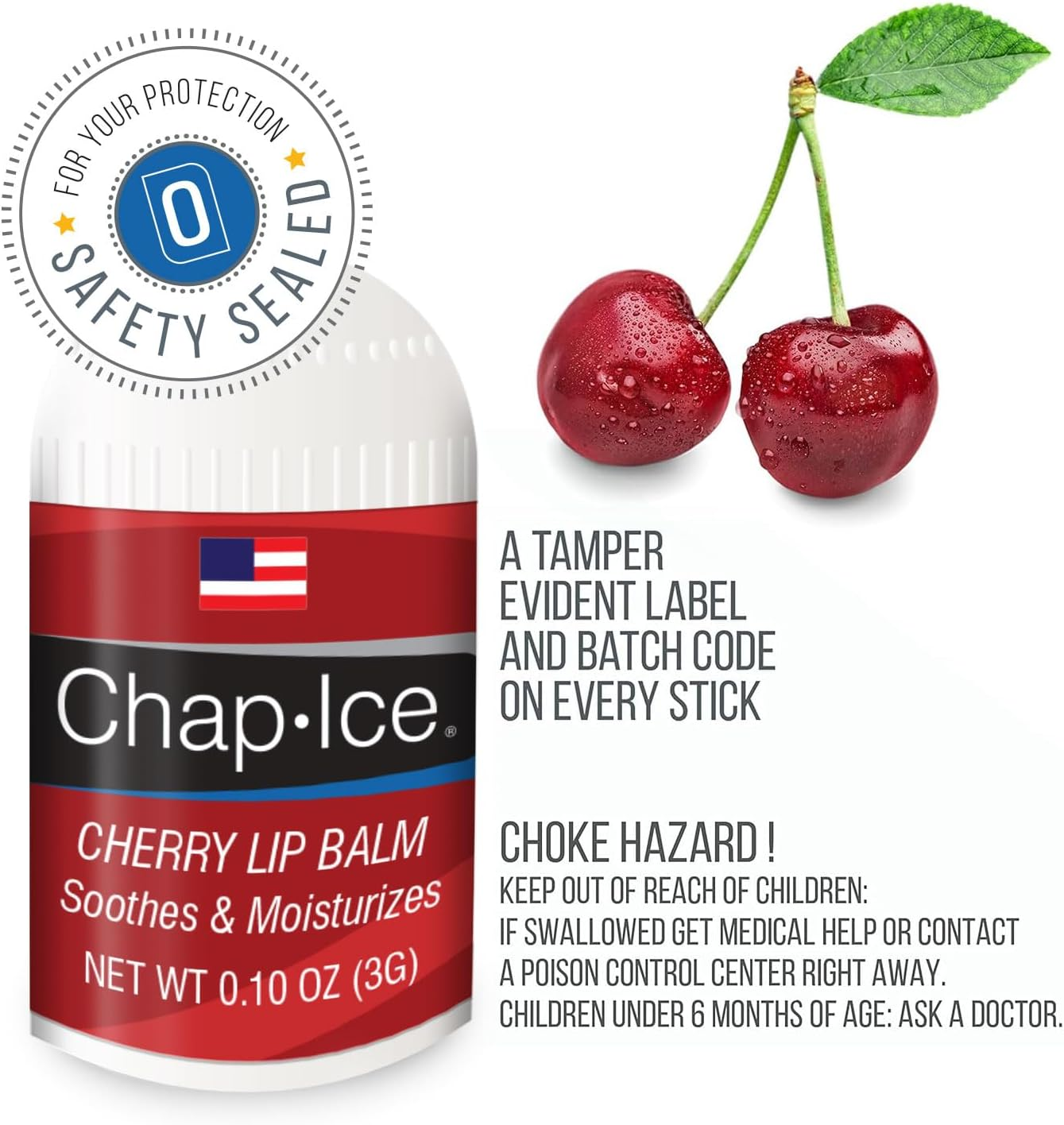 CYOIDAI Oralabs Chap Ice Cherry Lip Balm, 4 Pack, Moisturizing, Natural Finish, Pink, Dry Skin, 0.4 Oz Each image number 5