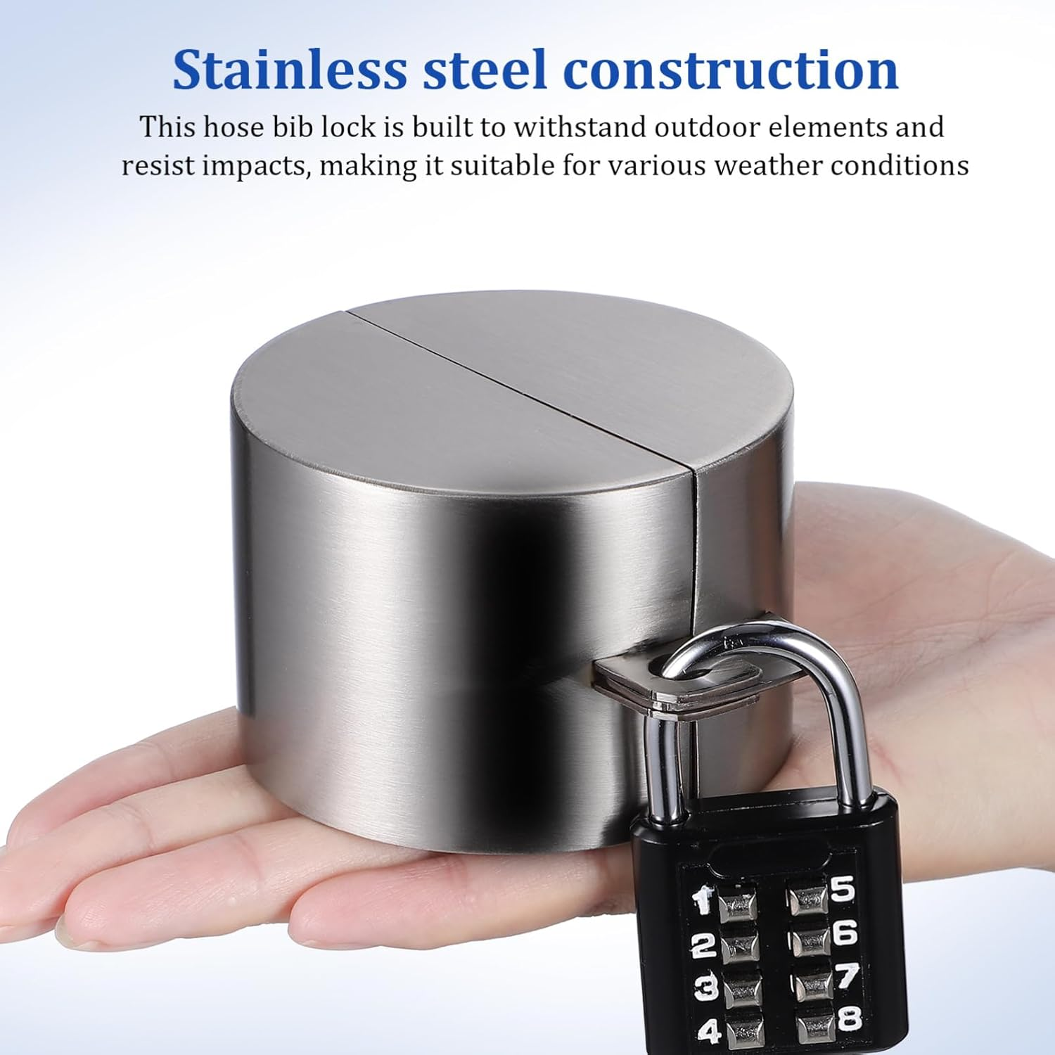 YARNOW Outdoor Faucet Lock Cover with Coded Padlock - Weather Resistant Hose Bib Lock for Secure Garden and Home Water Tap Protection image number 5