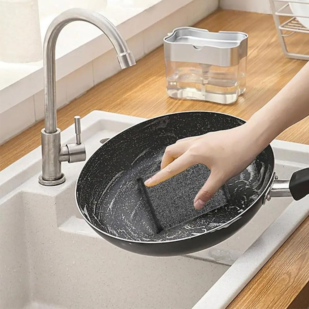 Steel Wool Scrubbers Dish Sponges - Kitchen Scrubbing Pads Pot Scrubber for Kitchen Non Scratch, Soft and Fast Cleaning Scrubber(3Pack) image number 4