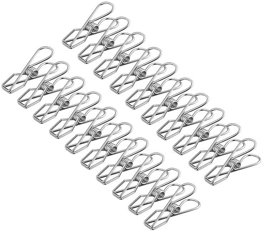 Clothes Pins Pegs, 20 Pieces Stainless Steel Windproof Laundry Hanging Wire Clips for Home Blanket Towel Clothes（5.5Cm/2.16 Inch