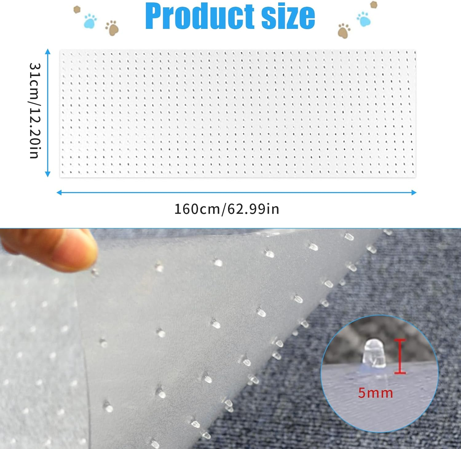 Cat Scratching Mat, Non-Slip Scratching Mat, Transparent Scratch Protection for Carpet, PVC Cat Scratching Boards Floor, Scratching Pad, Transparent Cat Scratching Mat, Cat Floor, anti Scratch image number 4