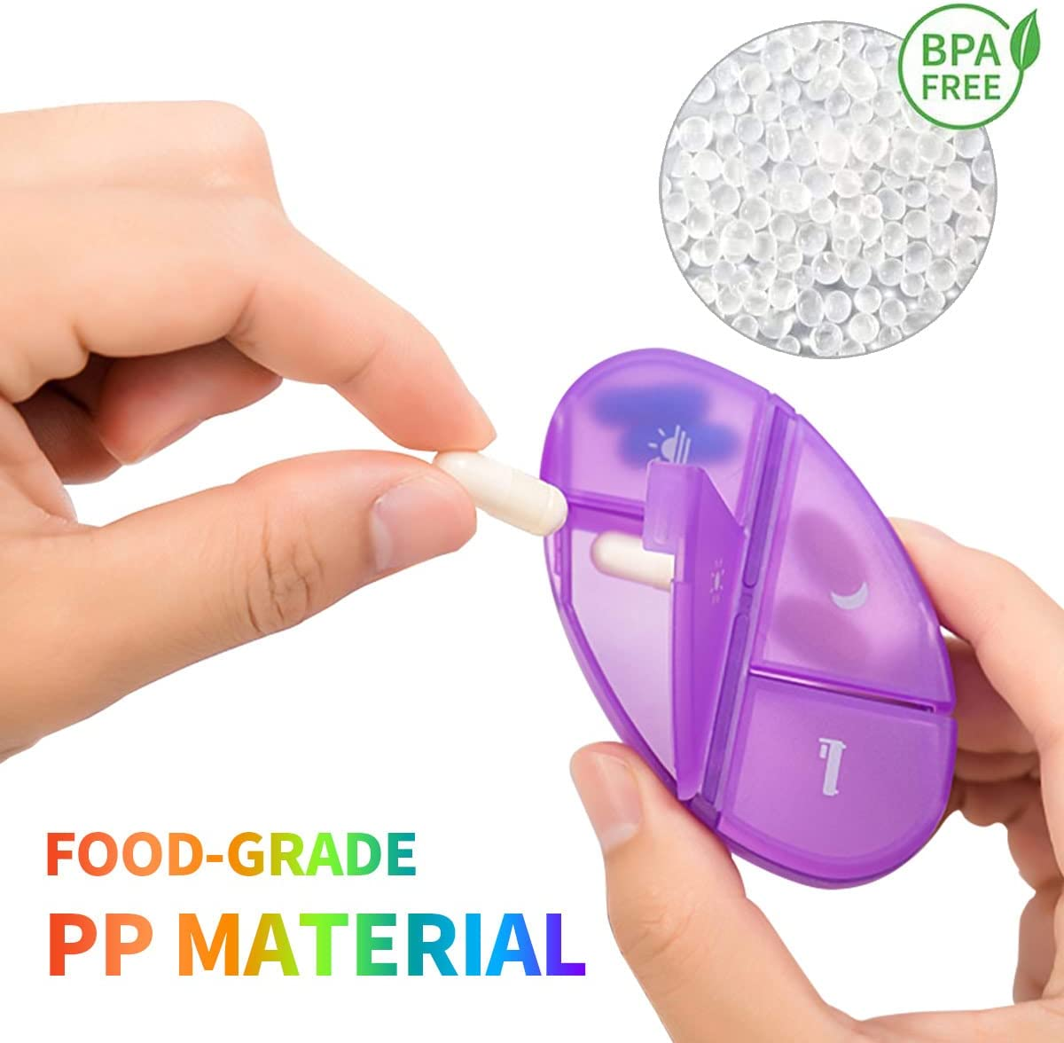 Miss Rui Weekly Pill Organiser BPA Free Pill Box Case 7 Day 4 Times a Day, Portable Stackable Pill Dispenser to Hold Fish Oils Vitamins Supplements and Medication (White) image number 3