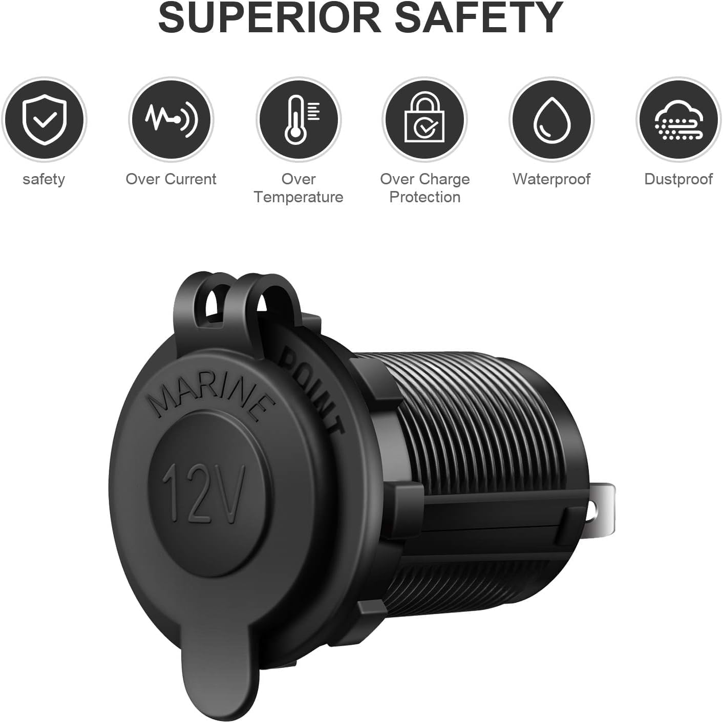 STR 12V Cigarette Lighter Socket Car Marine Motorcycle ATV RV Lighter Socket Power Outlet Socket Receptacle Waterproof Plug 3Pack image number 1