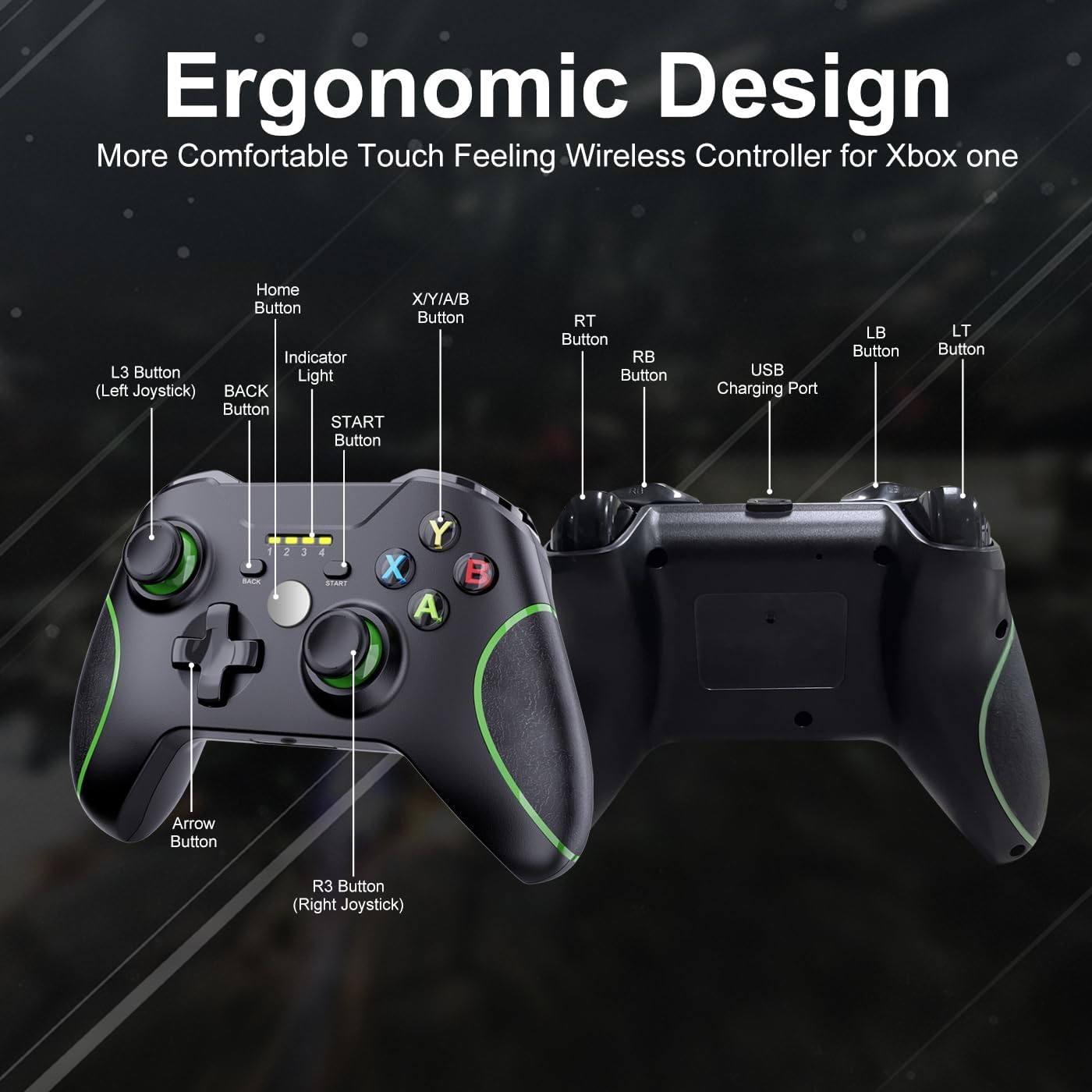 Xbox One Controller,2.4Ghz Wireless Xbox Controller with 3.5Mm Headphone Audio Jack Xbox Controller for Xbox One X/S Xbox Series X/S,Black image number 5